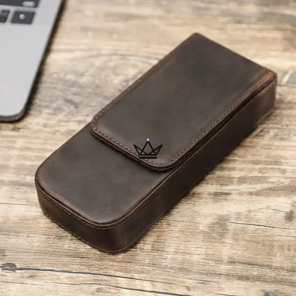 Customizable 3-pen leather case with removable tray — TERCET Traveler – 8/18