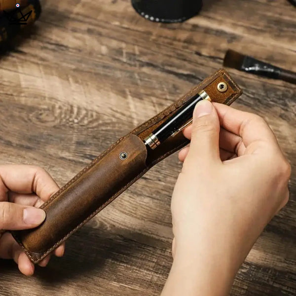 Etui en cuir de luxe pour stylo plume - Voyageur Valet (personnalisable)