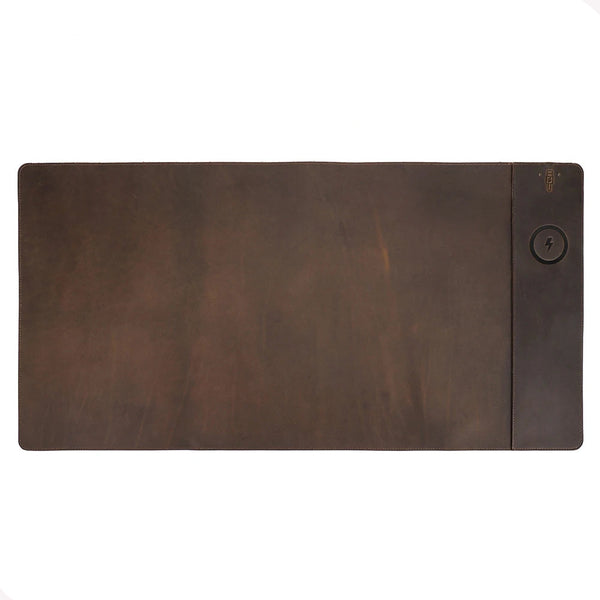Customizable XXL Leather Mouse Pad with Wireless Charger - Magellan Traveler