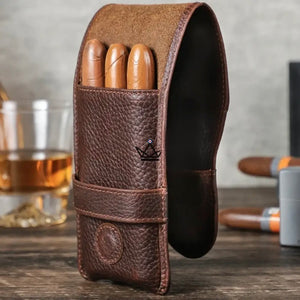 Etui 3 Cigares personnalisable en cuir - Voyageur Pocket - ["Cigare Personnalisable","maj-filtre"] - etui cigare personnalisable - Cadeau, Noël, Anniversaire, Original, Fête des pères, fête des mères - Atelier Atypique