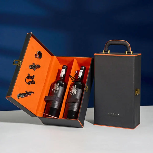 Coffret 2 bouteilles de vin avec accessoires de sommelier - SOMMELIER - ["maj-desc","maj-filtre"] - coffret vin - Cadeau, Noël, Anniversaire, Original, Fête des pères, fête des mères - Atelier Atypique