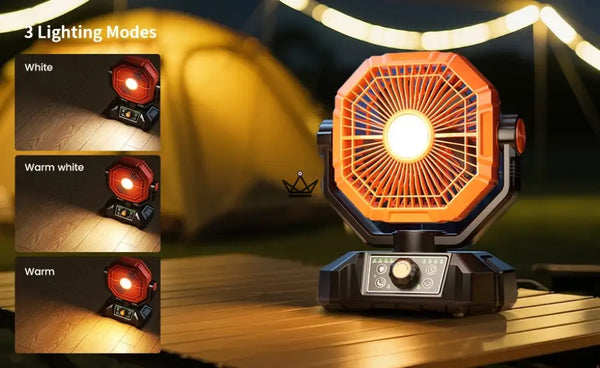 Ventilateur portable sur batterie NOELY — 20 000 mAh, LED & Power Bank