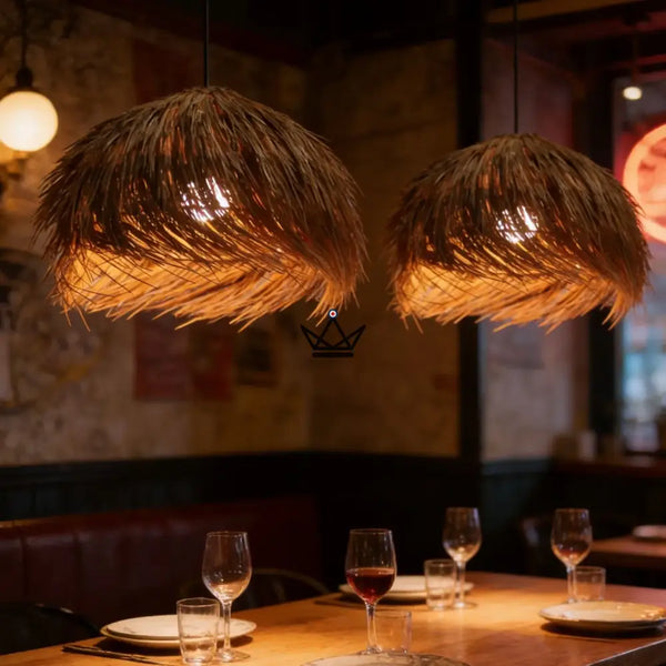 NIDO Pendant Light — Dried Rattan, Bohemian Dome