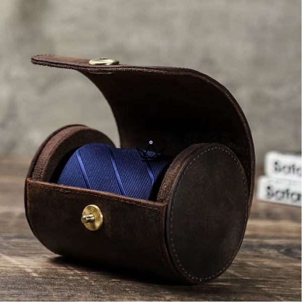 Customizable leather tie case, 1 or 2 ties - ASCOT Traveler