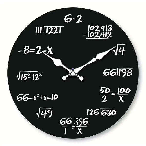 Silent mathematical wall clock with black background - ALGORA