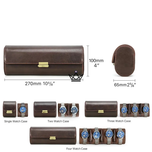 Customizable Leather Travel Watch Case for 1 to 4 Watches - CAPSULE Traveler