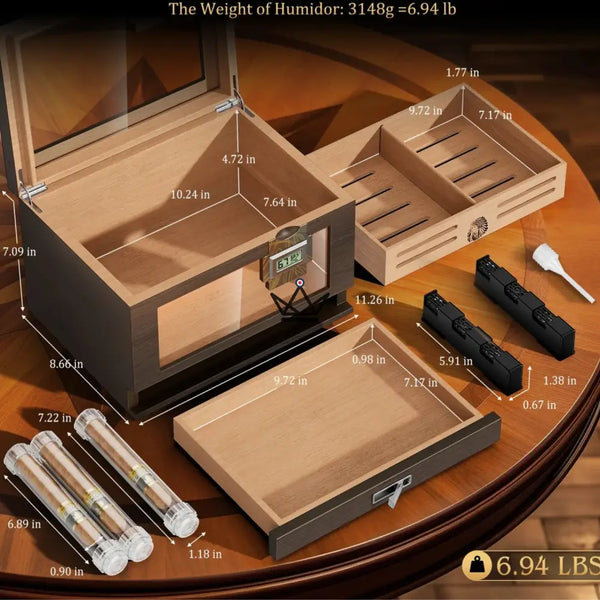 Cave à Cigares – Dominion Heritage - [] - cave a cigare - Cadeau, Noël, Anniversaire, Original, Fête des pères, fête des mères - Atelier Atypique