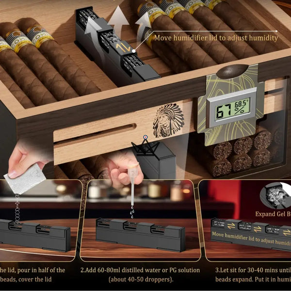 Cave à Cigares – Dominion Heritage - [] - cave a cigare - Cadeau, Noël, Anniversaire, Original, Fête des pères, fête des mères - Atelier Atypique