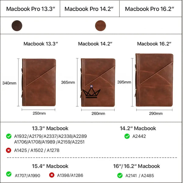 Customizable Leather MacBook Sleeve 13"-16" - Voyager CODEX