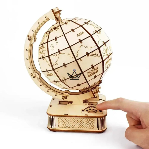 3D wooden globe puzzle on a stand to assemble - MERIDIAN