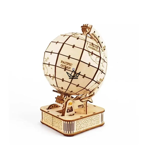 3D wooden globe puzzle on a stand to assemble - MERIDIAN