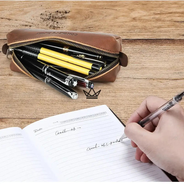 Customizable Leather Pouch - Pens & Glasses - Orion Traveler