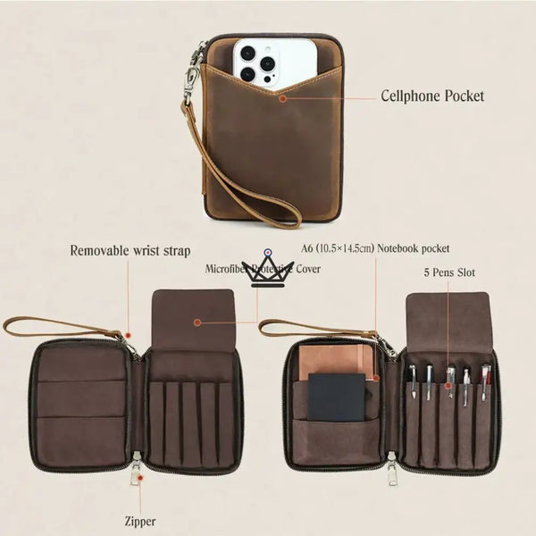 Organiseur de Poche en Cuir - Stylos & carnets personnalisable -  VOYAGEUR Plume