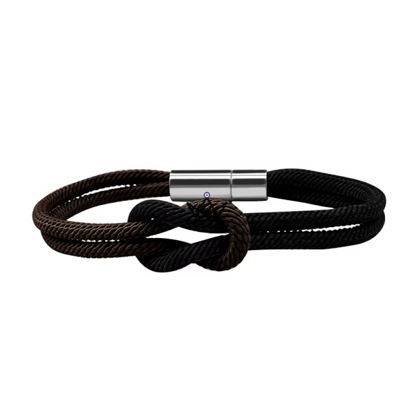 Nautilus Bracelet - Two-Tone Marine Knot & Clip - Ideal for Couples, 1 bracelet / Brown/Black