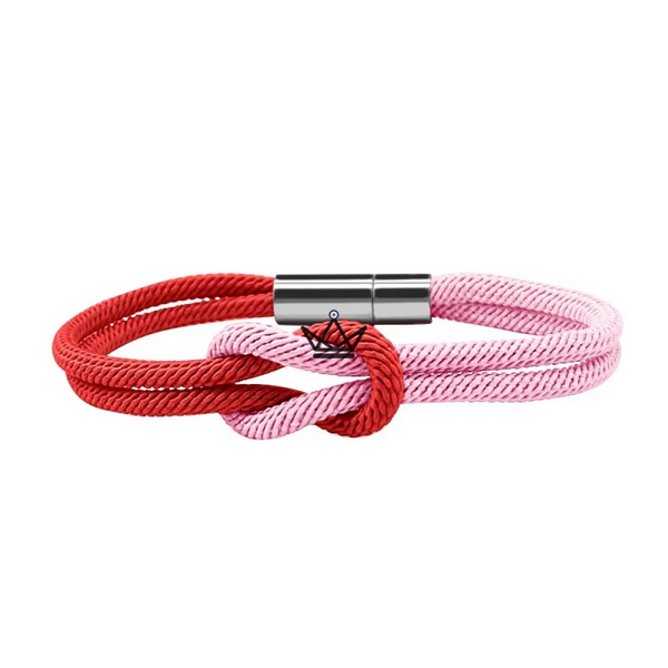 Nautilus Bracelet - Two-Tone Marine Knot & Clip - Ideal for Couples, 1 bracelet / Red/Pink