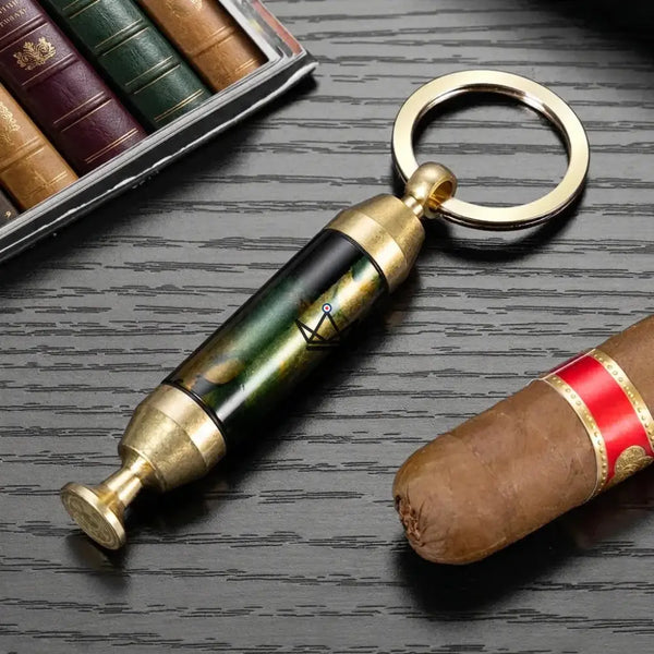 2-in-1 Gold-Tone Cigar Punch Keychain with Needle — SCEPTRE – 5/9