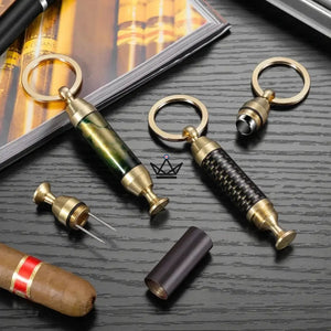 2-in-1 Gold-Tone Cigar Punch Keychain with Needle — SCEPTRE