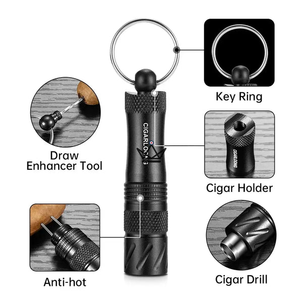 3-in-1 cigar punch keychain with hidden needle — VIGIE – 5/20