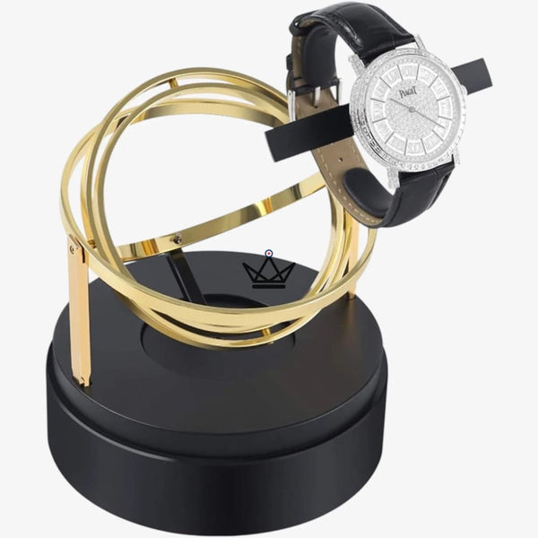 Single watch winder under  a glass dome with gyroscopic rings - ASTROLABE