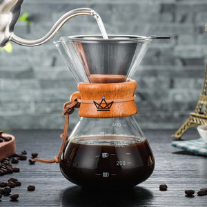 Cafetière Style Chemex Slow Coffee 400ml - 2 Coloris - ["maj-filtre"] - Cafetière - Cadeau, Noël, Anniversaire, Original, Fête des pères, fête des mères - Atelier Atypique