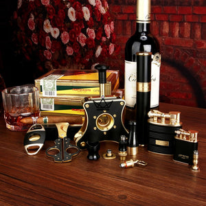 Coffret Cigare de Luxe EZOV — 10 Pièces, Acier Inoxydable, Noir · Bleu · Rouge - ["maj-filtre"] - Briquet Out - Cadeau, Noël, Anniversaire, Original, Fête des pères, fête des mères - Atelier Atypique