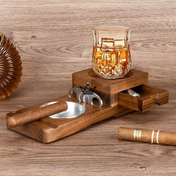 Set Cendrier Cigare - Whisky Wood Elite -  - Cendrier - Cadeau, Noël, Anniversaire, Original - Atelier Atypique