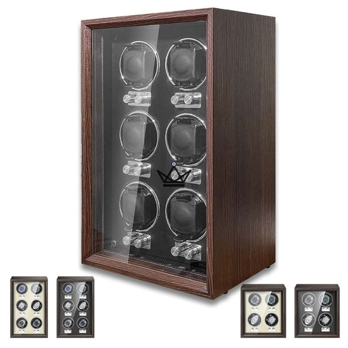 Automatic Watch Winder EBONY LUXE — Wood, 4 to 6 Watches, Independent Rotors