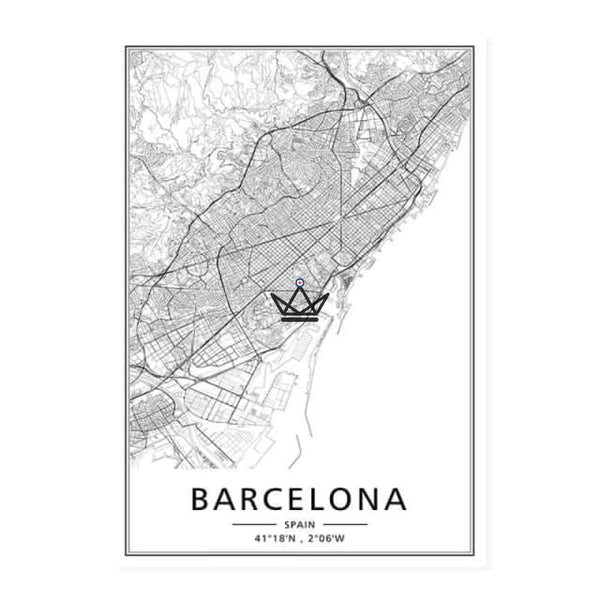 Affiches cartes de villes barcelone