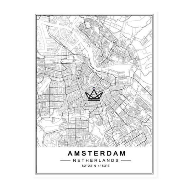 Affiches cartes de villes amsterdam