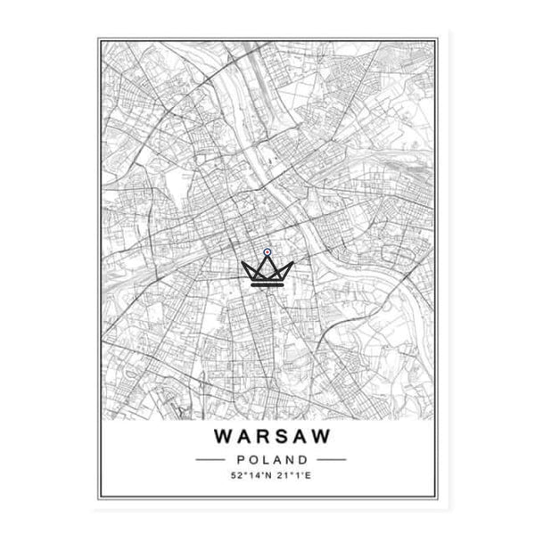 Affiches cartes de villes varsovie