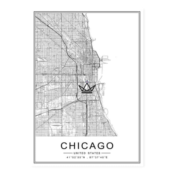 Affiches cartes de villes chicago